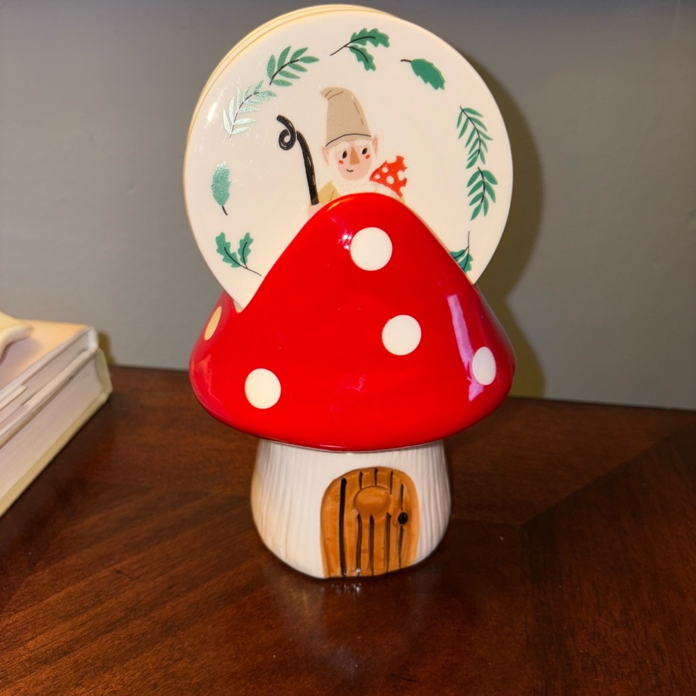 Red Mushroom House Gnome 5 piece Coaster Set